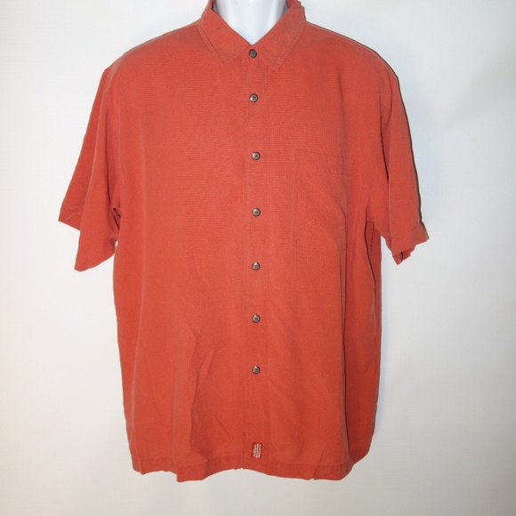 EMS Button Down Short Sleeve Shirt Mens M‎ Rust - Picture 1 of 5